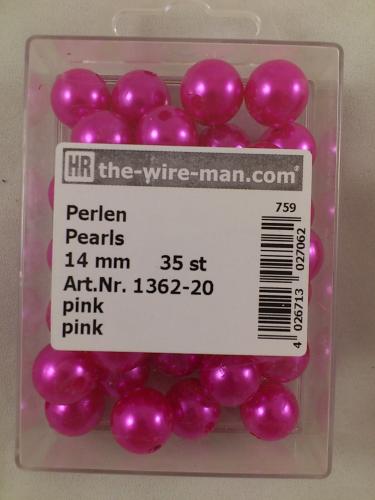 Parels pink 14 mm. 35 st
